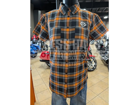 Harley-Davidson Women’s Black & Orange Plaid Button Up