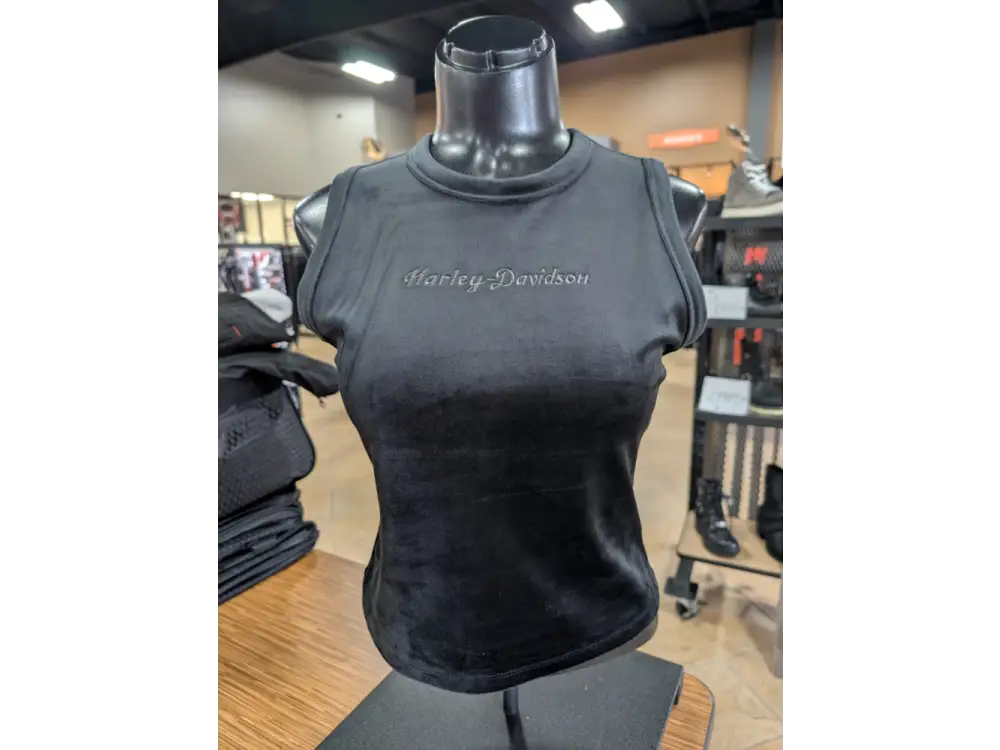 Harley-Davidson Women’s Black Velour Crew Neck Tank Top