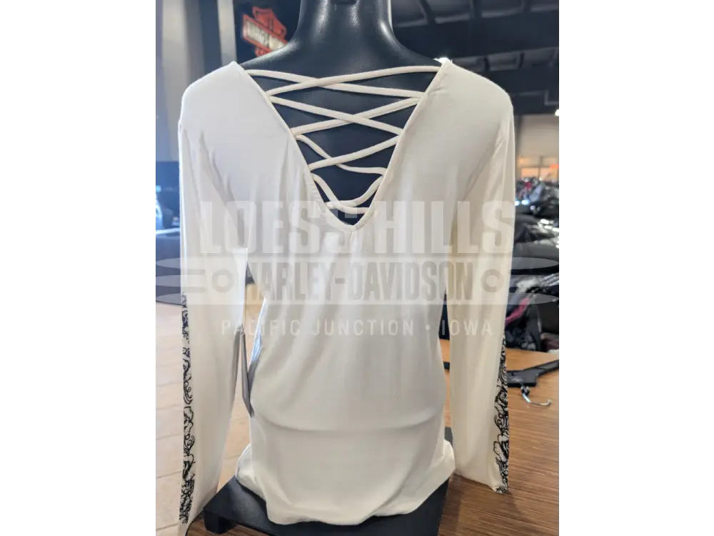 Harley-Davidson Women’s Bling Chrome Rose White Lace Back