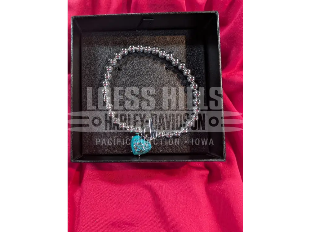 Harley-Davidson Women’s Boxed Turquoise B&S Heart Beaded