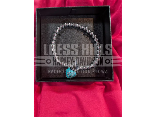 Harley-Davidson Women’s Boxed Turquoise B&S Heart Beaded