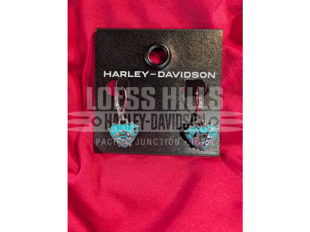 Harley-Davidson Women’s Boxed Turquoise B&S Heart Earrings