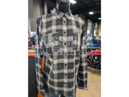 Harley-Davidson Women’s Grey & Off-White Plaid Long Sleeve