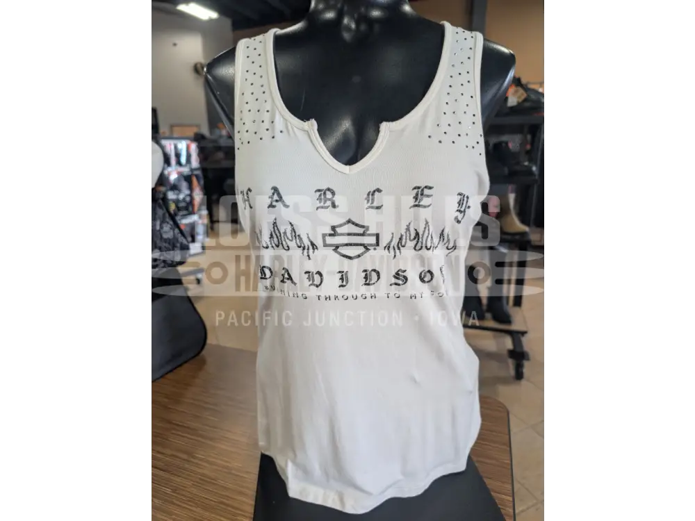 Harley-Davidson Women’s Off-White Slow Burn Bling Tank Top