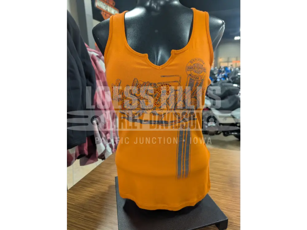 Harley-Davidson Women’s Orange Rally N Ride Bling Tank Top