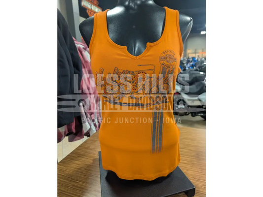 Harley-Davidson Women’s Orange Rally N Ride Bling Tank Top