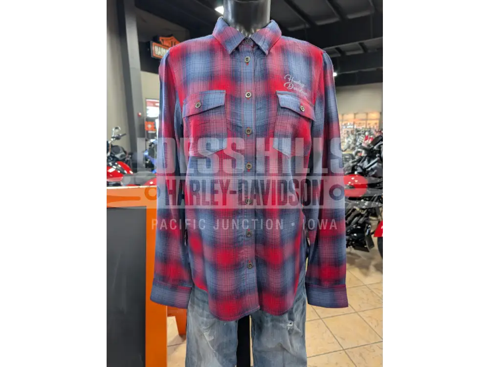 Harley-Davidson Women’s Red & Blue Plaid Long Sleeve