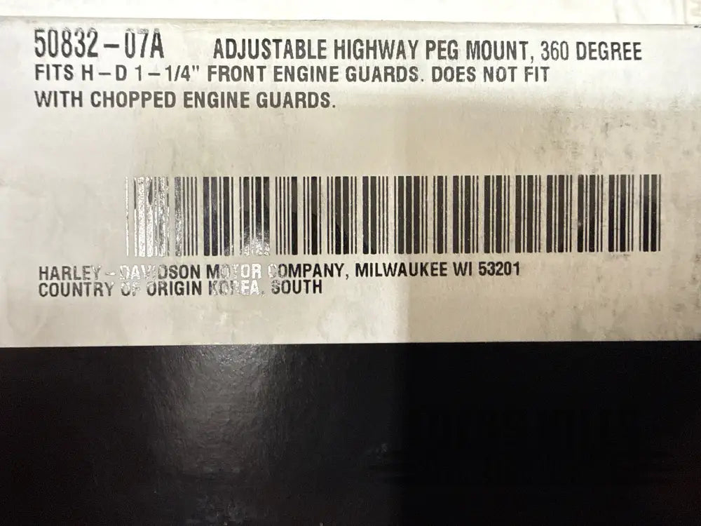 Harley Davidsons - Adjustable 360 Highway Pegs. 50832-07A