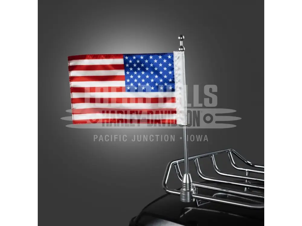 HogWorkz Chrome USA Flag Pole with Luggage Rack Mount