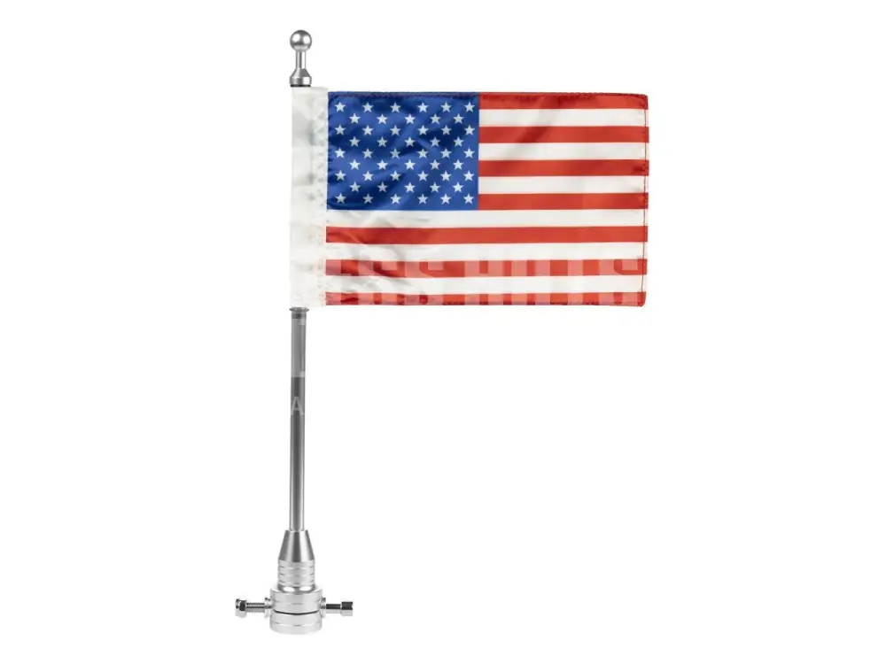 HogWorkz Chrome USA Flag Pole with Luggage Rack Mount