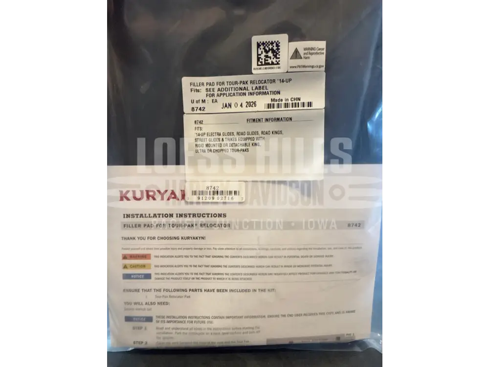 Kuryakyn Tour-Pak Relocator Filler Pad For Harley Touring