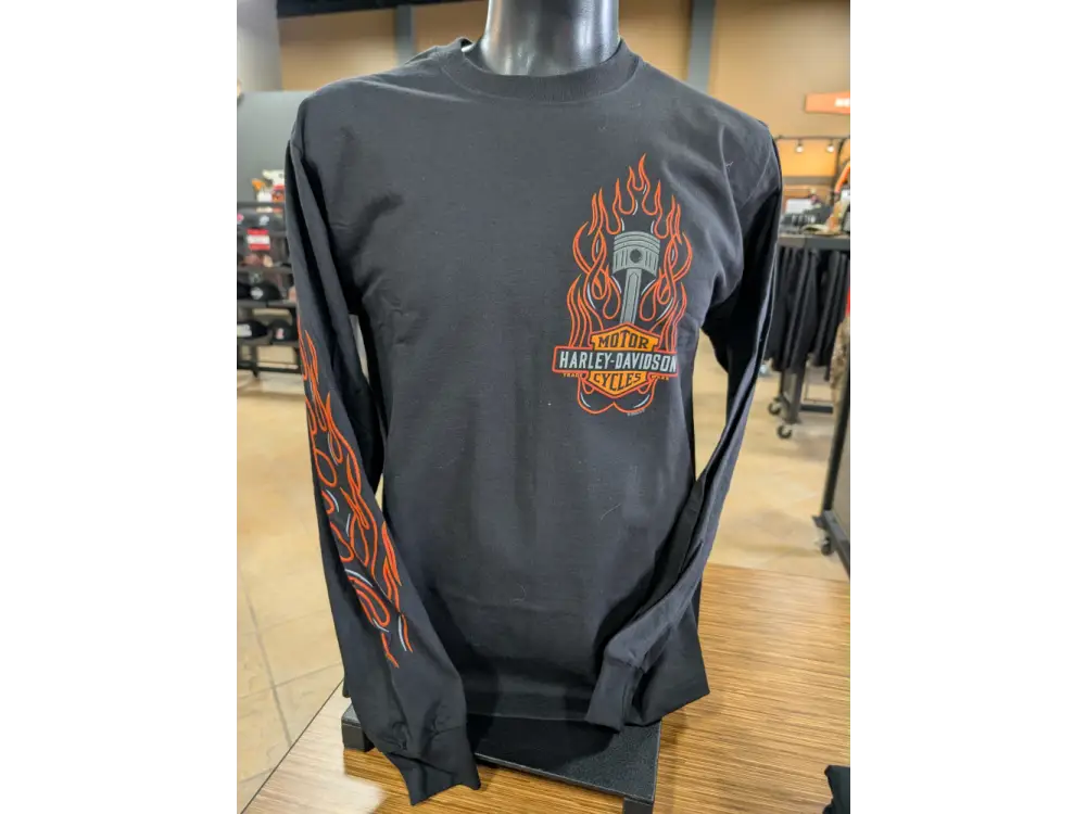 Loess Hills Harley-Davidson Flame Piston Men’s L/S Shirt