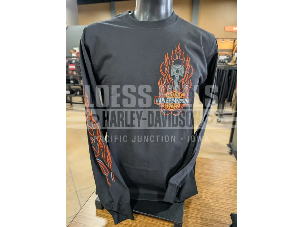 Loess Hills Harley-Davidson Flame Piston Men’s L/S Shirt