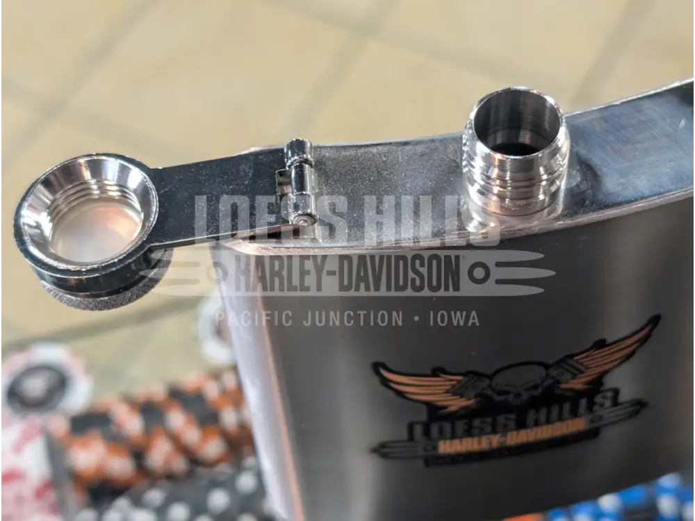 Loess Hills Harley-Davidson Skull and Pistons Flask -SKULL