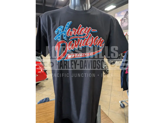 Loess Hills Harley-Davison Men’s American Script T-shirt