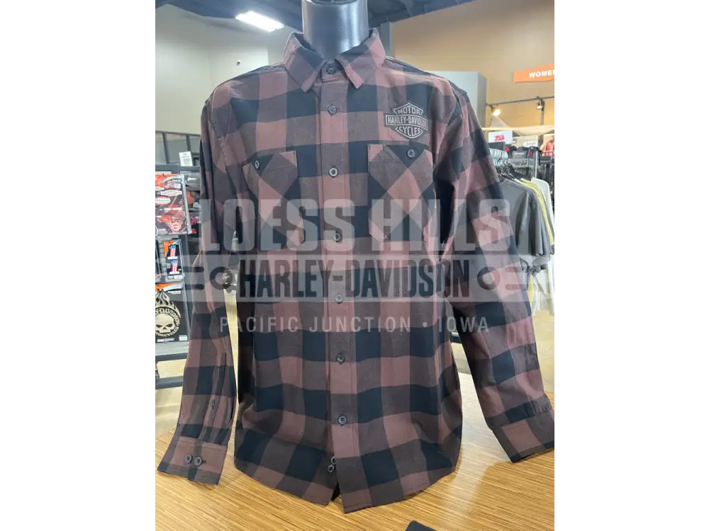 Men’s Bar & Shield Black/Coffee Longsleeve Buffalo Flannel