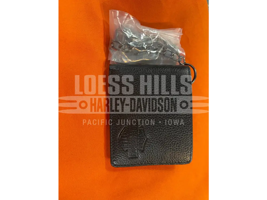 Men’s Bar & Shield Core Pebble Billfold With Chain Wallet