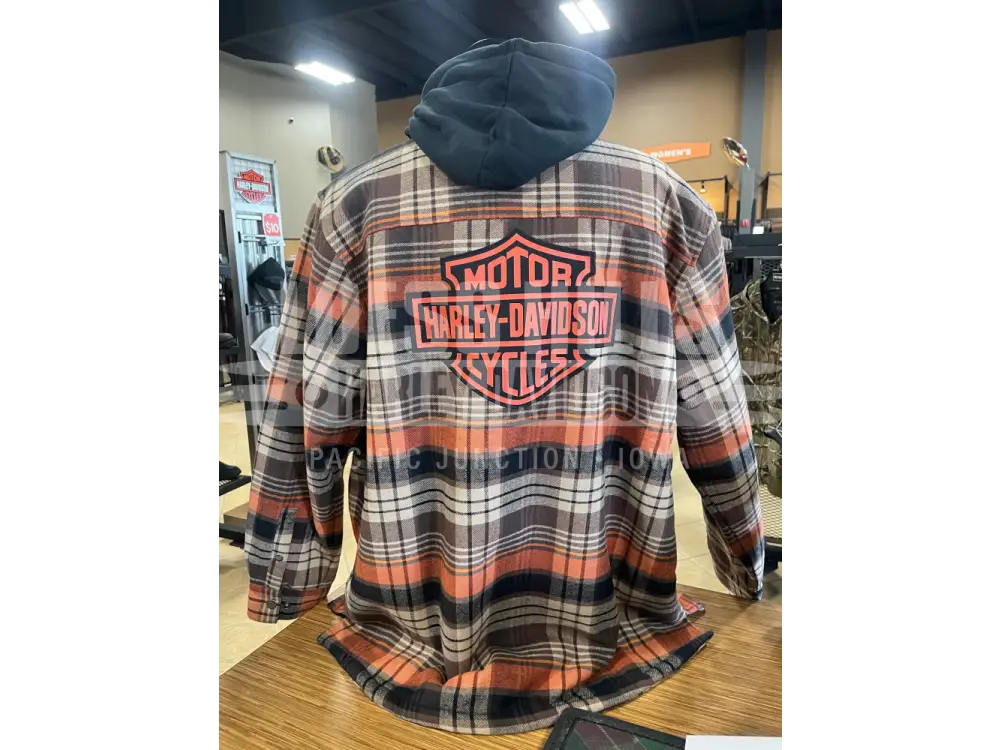 Men’s Bar & Shield Hooded Shirt Jacket 96808-25VM - Men’s