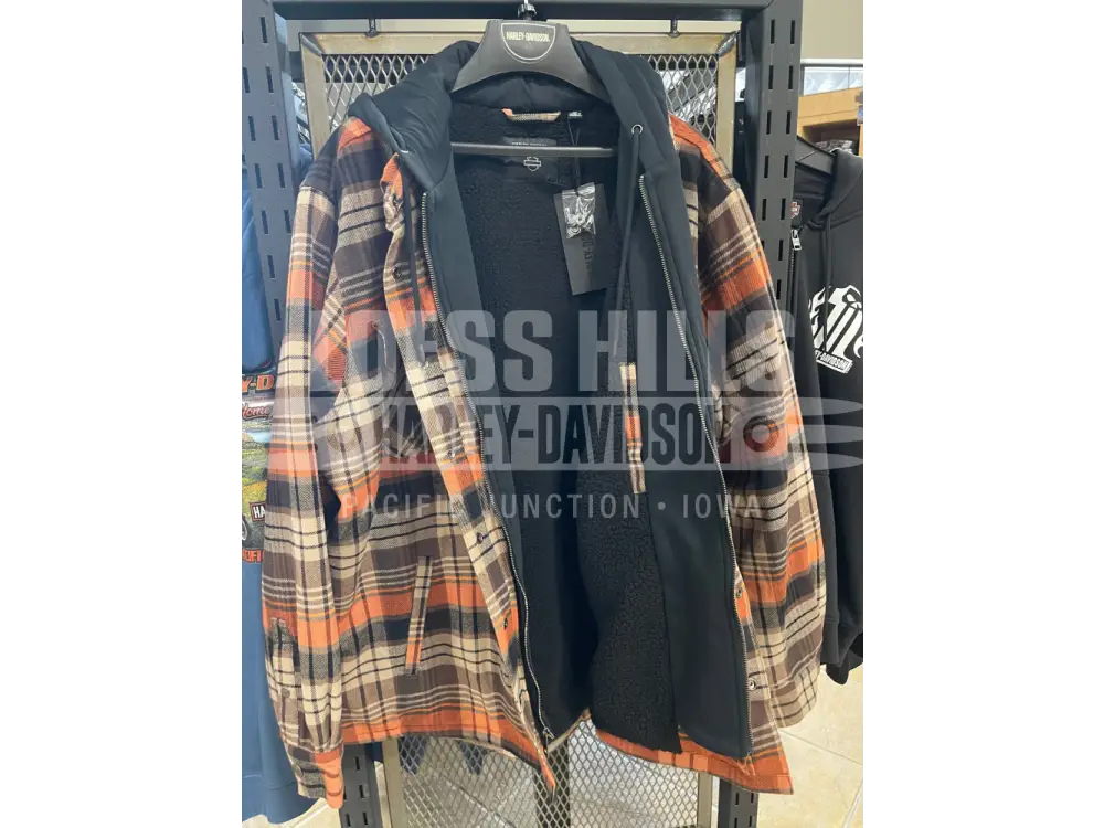 Men’s Bar & Shield Hooded Shirt Jacket 96808-25VM - Men’s