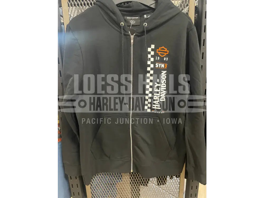 Men’s Black H-D Racing Patches Zip Hoodie 3002231 - Men’s