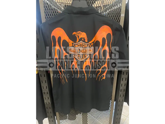 Men’s Burning Eagle S/S Button Up T-shirt 96553-24VM