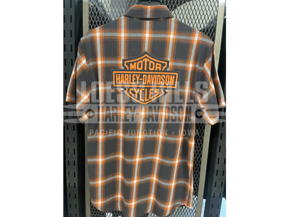 Men’s Dark Grey and Orange S/S Button Up 96402 25VM Men’s