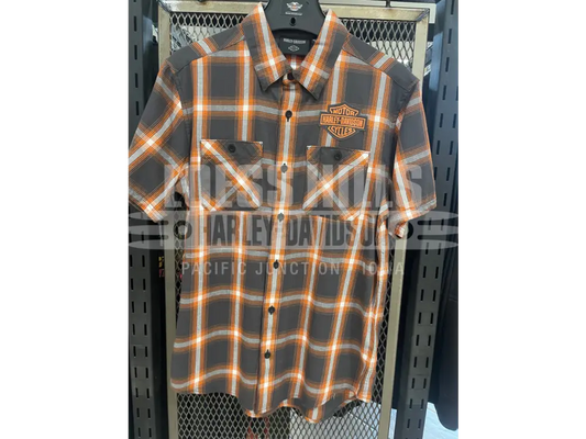 Men’s Dark Grey and Orange S/S Button Up 96402 25VM Men’s