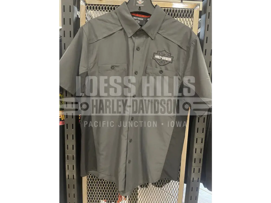 Men’s Grey H D Tech Button Up T shirt 96501 25VM Men’s S/S