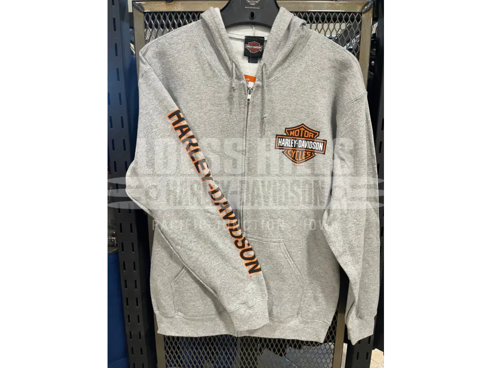Men’s H-D B&S Grey Zip Up Hoodie 40291569 - Men’s Hoodie
