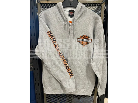 Men’s H-D B&S Grey Zip Up Hoodie 40291569 - Men’s Hoodie