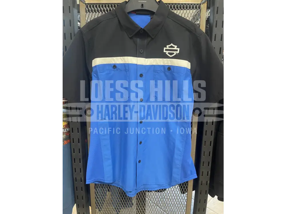 Men’s H-D Cooling Tech Dark Grey/Black Button Down Shirt