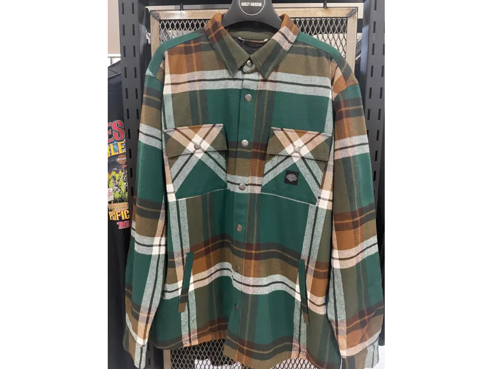 Men’s In Between the Line Shirt Tan/Green Plaid Jacket