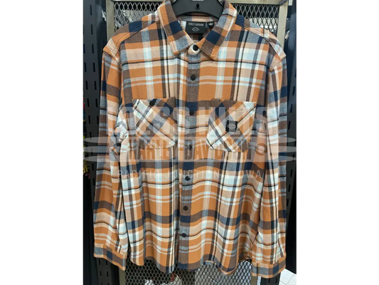 Men’s Navy/Tan Plaid L/S T shirt 96393 25VM Men’s L/S
