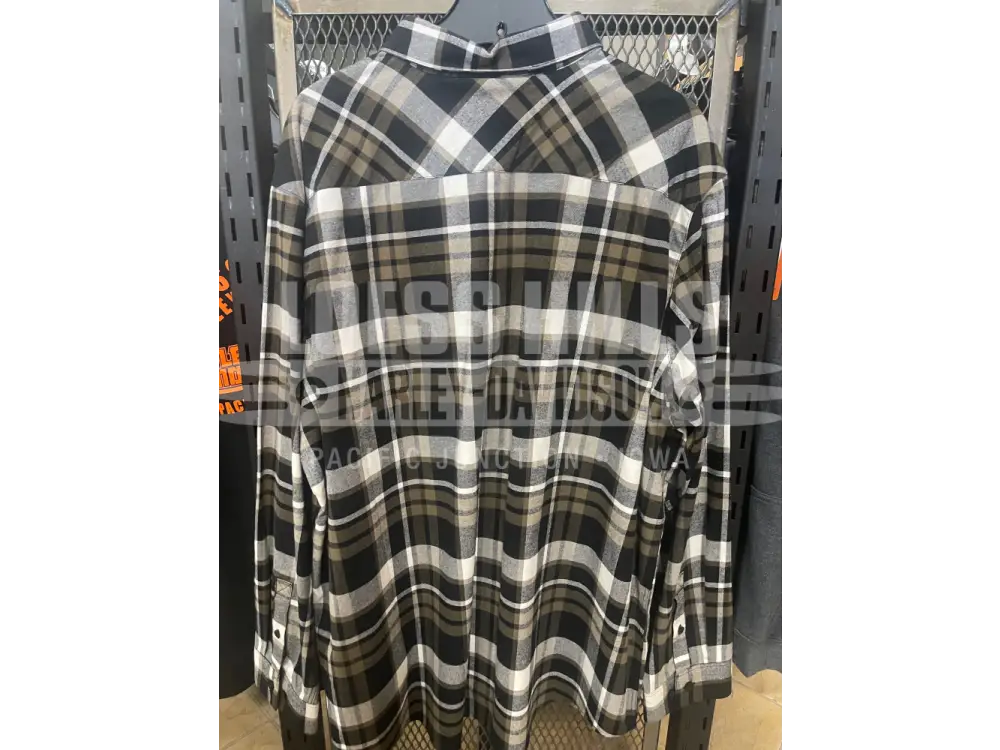 Men’s Olive Green Harley-Davidson Plaid Long Sleeve T-shirt