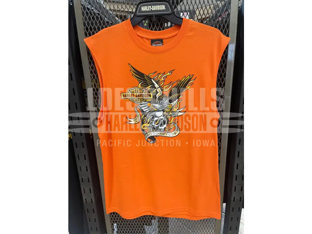 Men’s Orange Eagle Skull Tat Sleeveless T-shirt 3002380