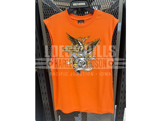 Men’s Orange Eagle Skull Tat Sleeveless T-shirt 3002380