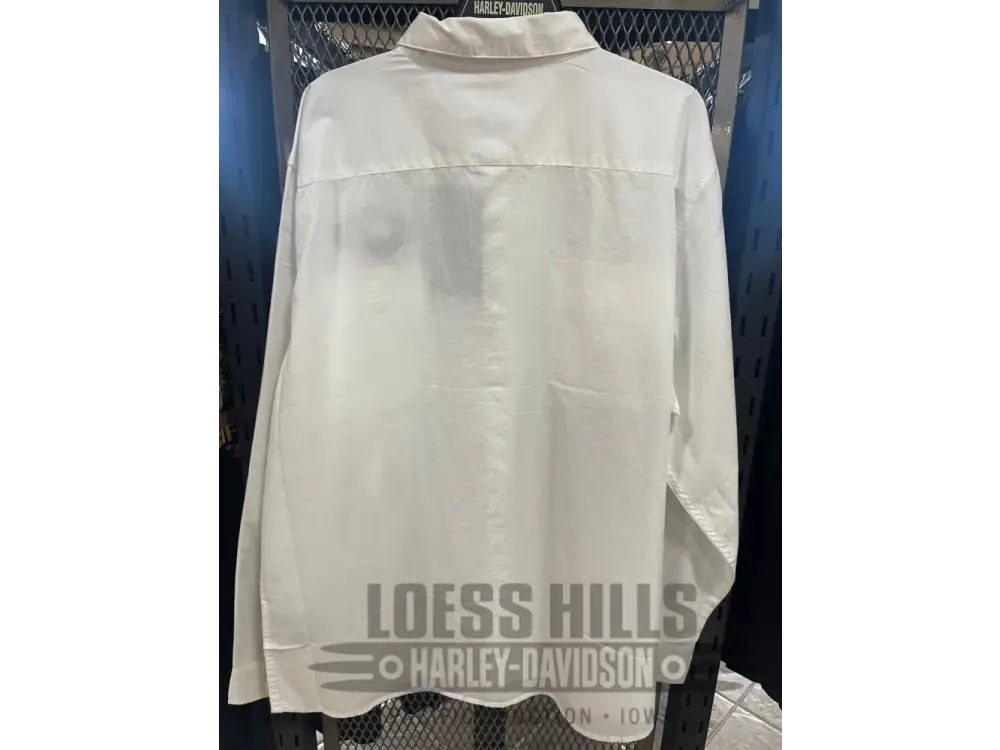 Men’s Plain Harley Davidson White Button Up L/S T shirt
