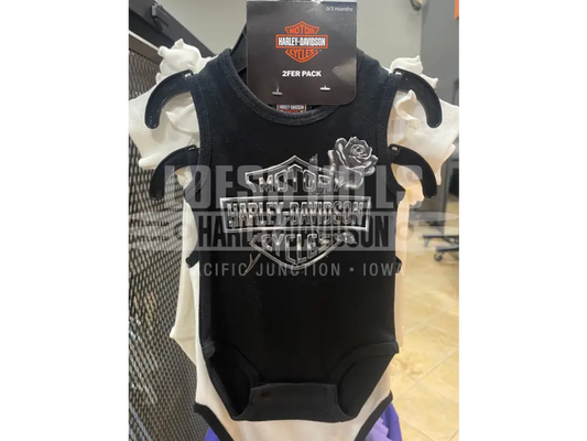 Newborn/Infant Girl’s 2 Pack Tank Onesie White/Black