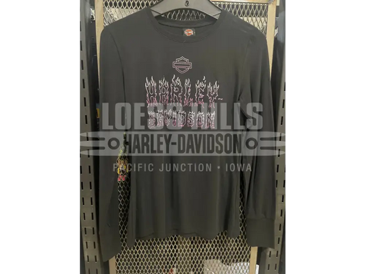 Women’s Black H-D Flame Longsleeve T-shirt 3002044