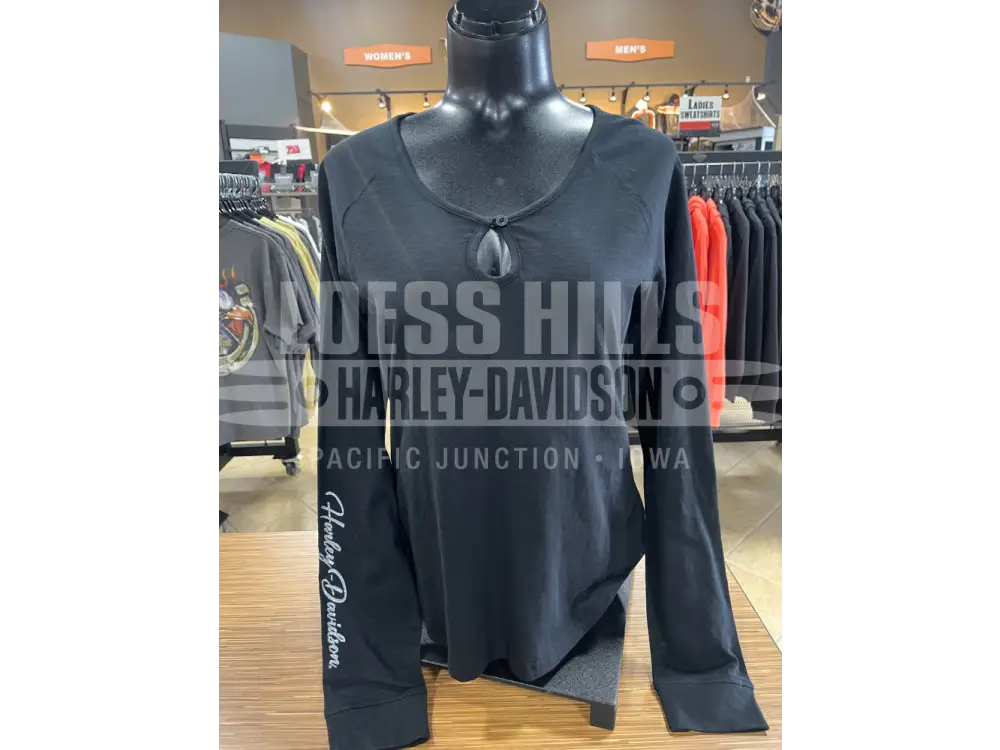 Women’s Black Henley Keyhole Longsleeve 96757-25VW