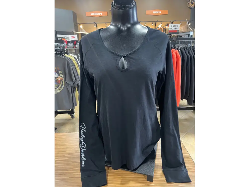 Women’s Black Henley Keyhole Longsleeve 96757-25VW