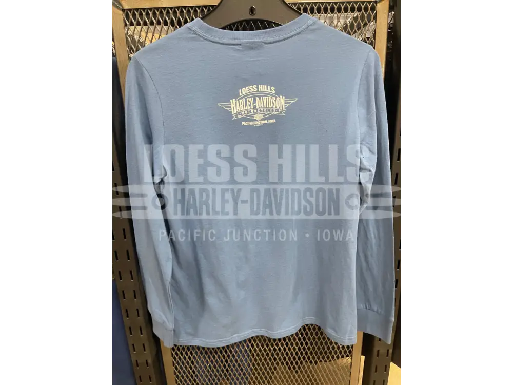 Women’s Blue H-D Rose Butterfly Longsleeve Shirt 3002921