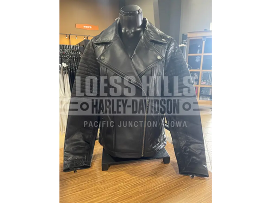 Women’s Classic Biker Debossed Leather Jacket