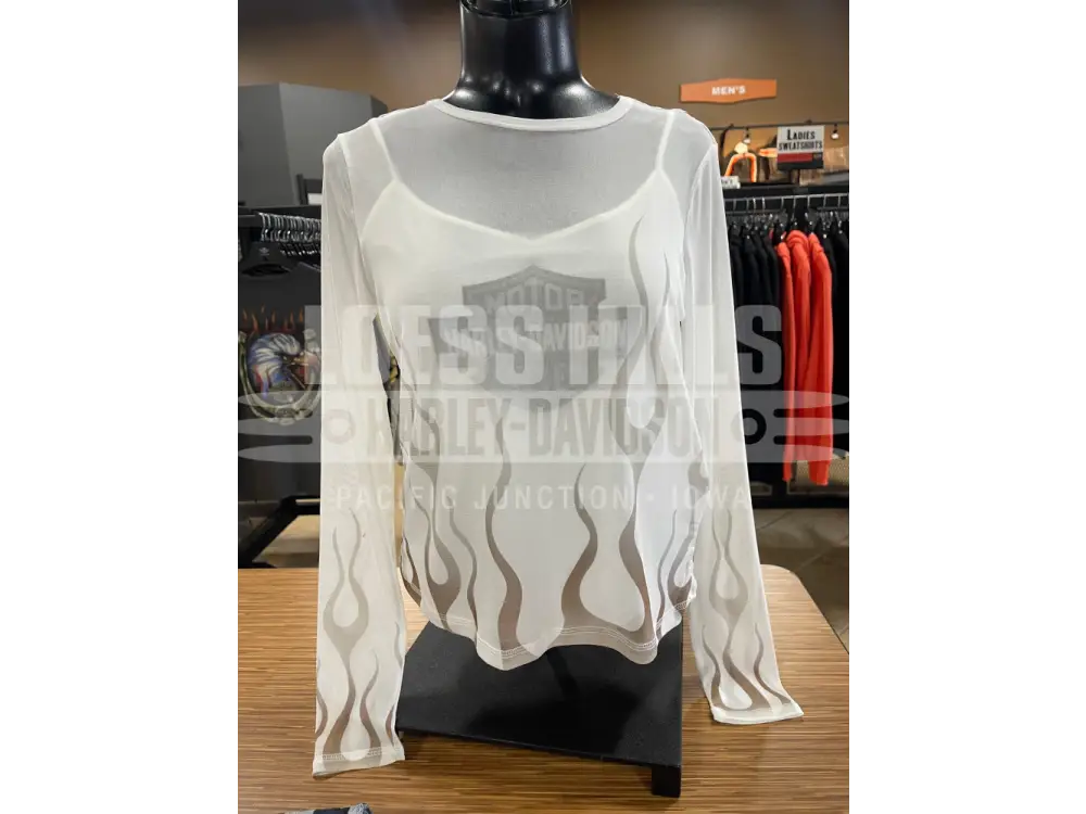 Women’s Flames For Days Mesh White Harley-Davidson Top