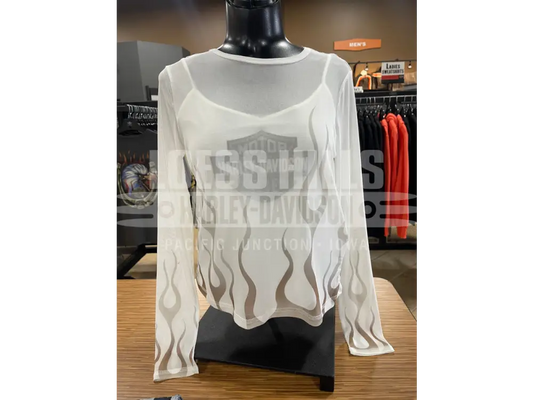 Women’s Flames For Days Mesh White Harley-Davidson Top