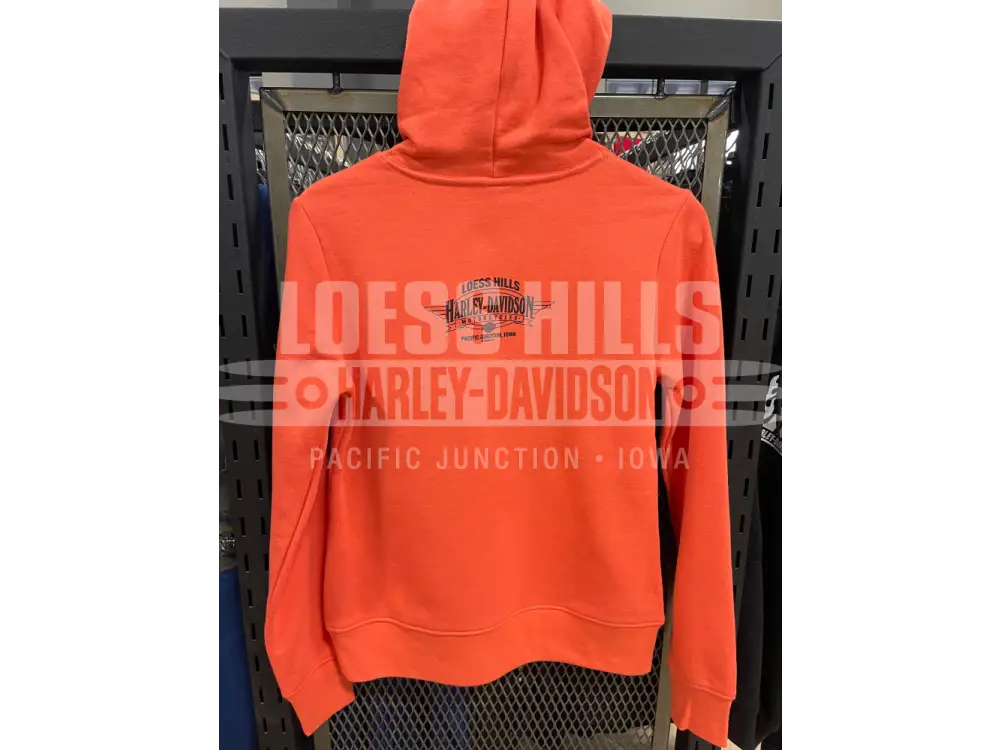 Women’s Hot Coral H-D Metallic Wings Pullover Hoodie