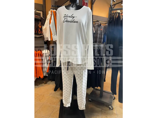 Women’s White Long Sleeve Pajamas 96161-25VW/002L - XL