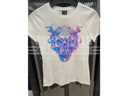 Women’s White Smoke and Flame Skull T-shirt 3002242